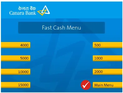 Fast Cash Menu