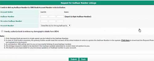Rquest for Aadhaar Number Linkage