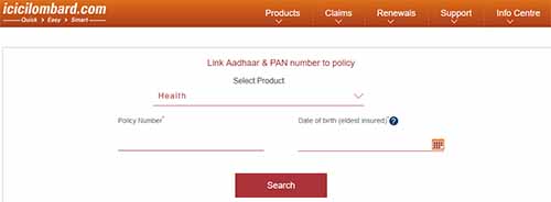 Link Aadhaar with ICICI Lombard General Insurance