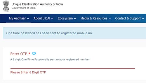 Download Aadhaar OTP