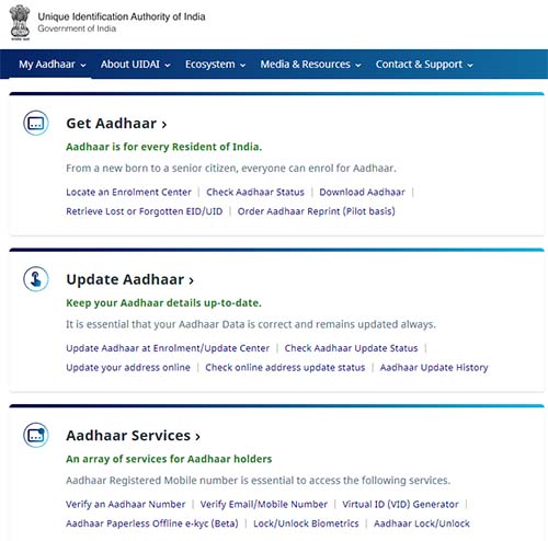 UIDAI Website