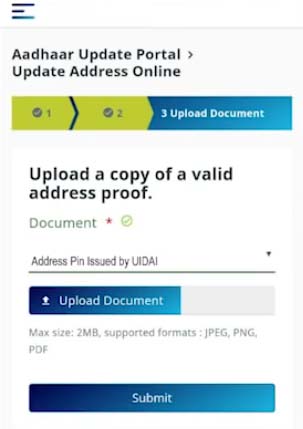 Aadhaar Upload Address PIN