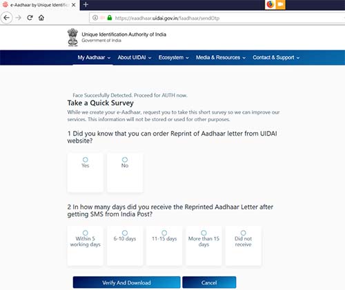 Aadhaar face Auth Quick Survey