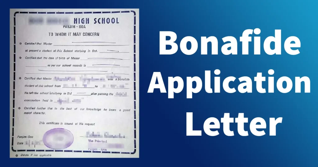 Letter to Principal for Bonafide Certificate