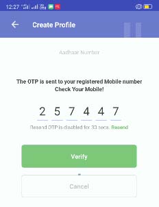 mAadhaar Create Profile OTP