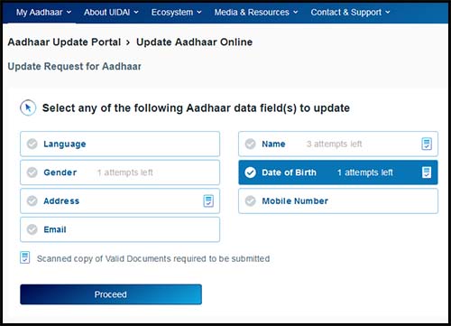 Update Date of Birth Field in Aadhaar