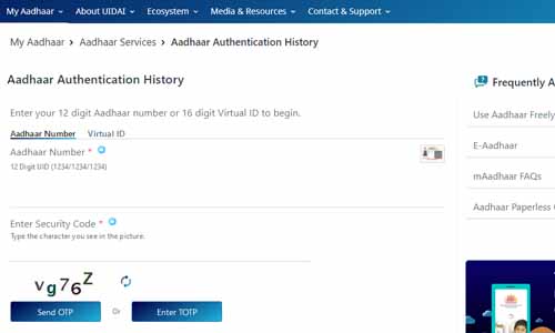 Aadhaar Authentication History