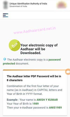 Aadhaar Downloaded with face Auth