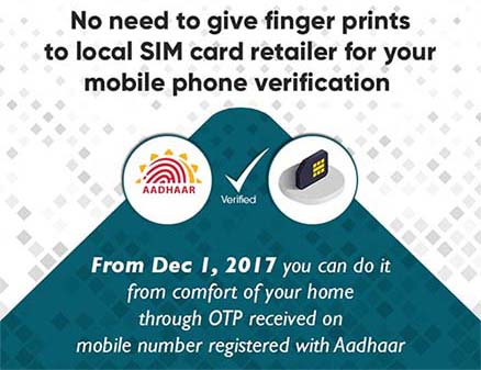 Link Aadhaar with Mobile Phone without giving fingerprints at your Home
