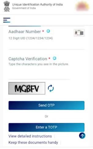 Login with Aadhaar for Address Update