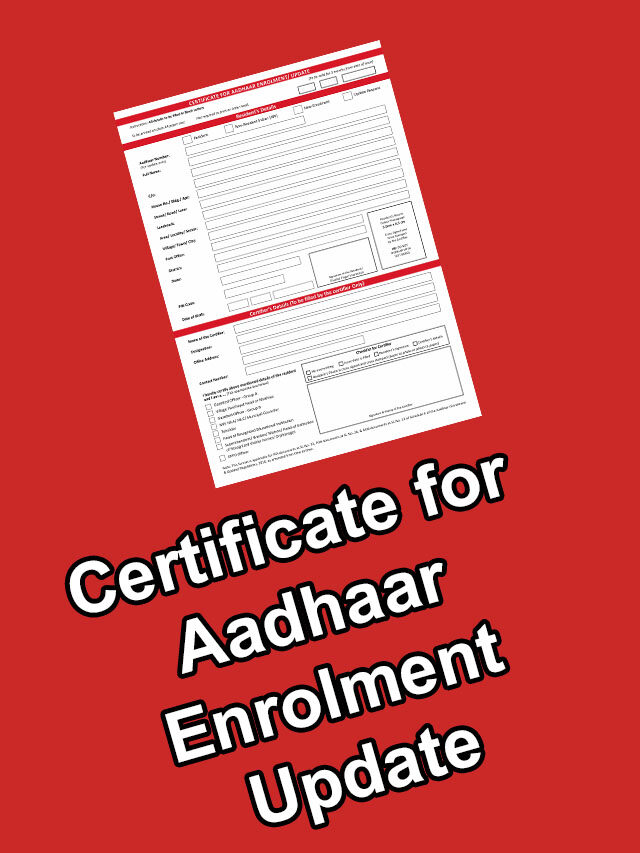 Certificate for Aadhaar Enrolment Update