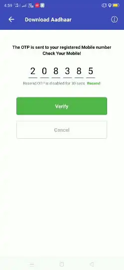 mAadhaar Aadhaar Download OTP