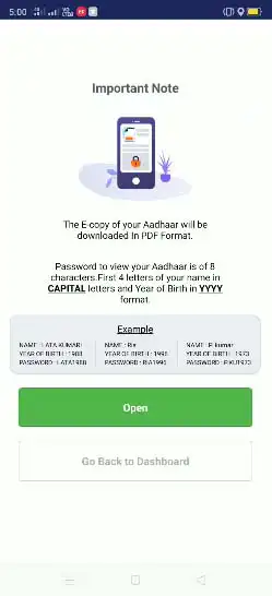 mAadhaar Download Important Note - Download Aadhar Card PDF