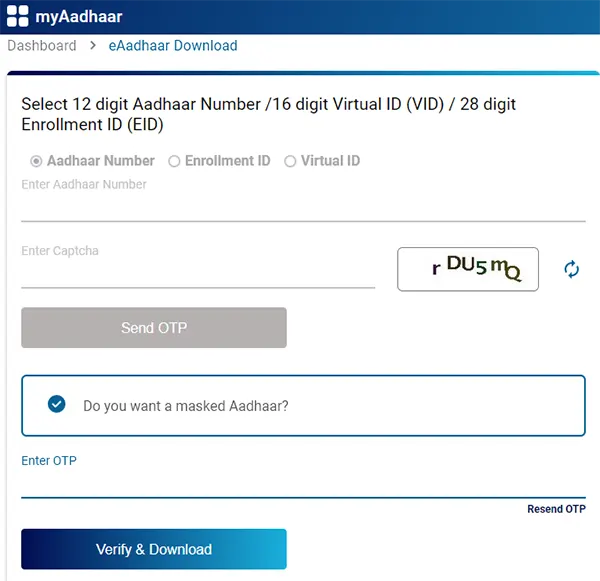 Masked Aadhaar Download Selected