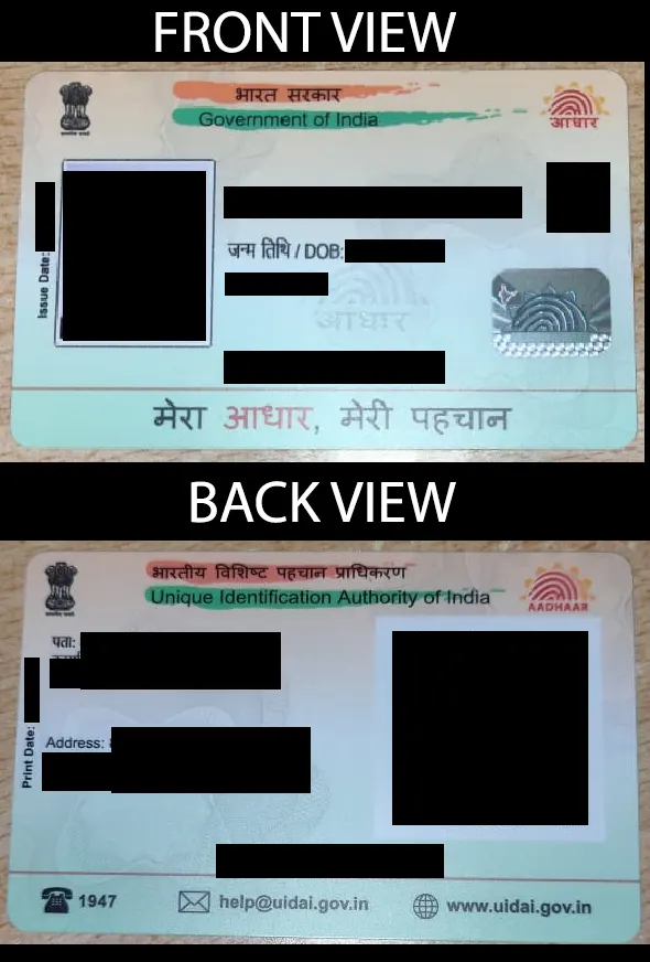 pvc aadhar card image