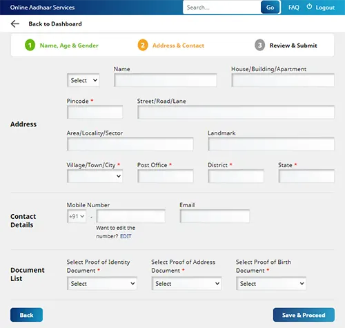 New Enrolment Appointment Address