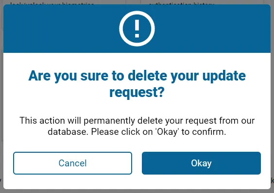 Are you Sure to delete your update request