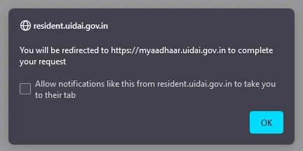 Redirected to myAadhaar