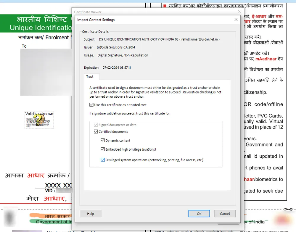 Import Contact Settings