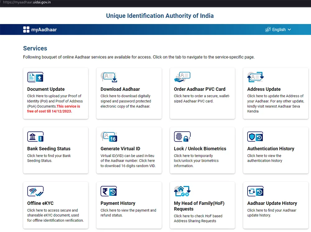 myAadhaar Services