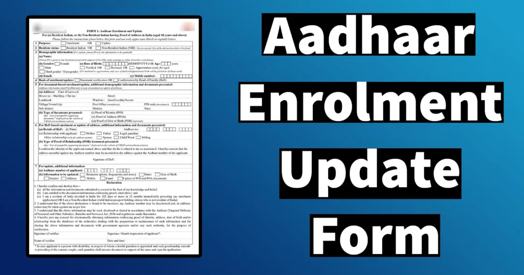 Aadhaar Enrolment Correction Update Form
