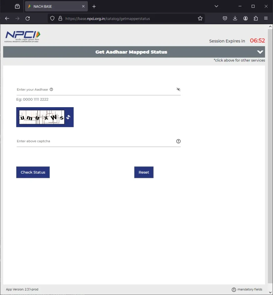 Bharat Aadhaar Seeding Enabler NPCI